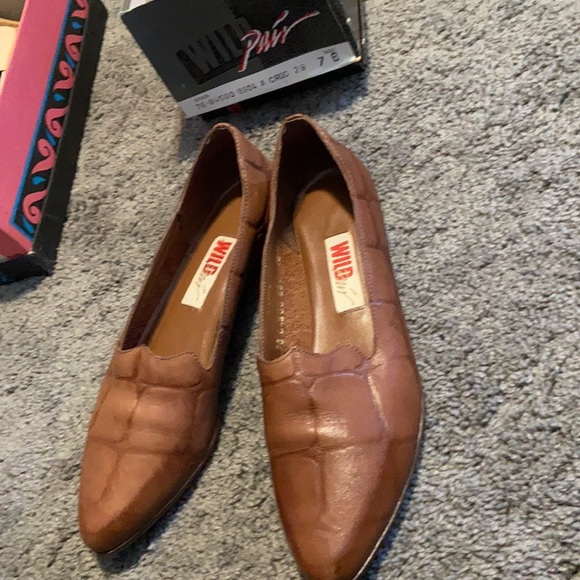 Vintage leather crocodile flats - Picture 5 of 5